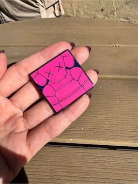 KAWS Pink Square Enamel Pin
